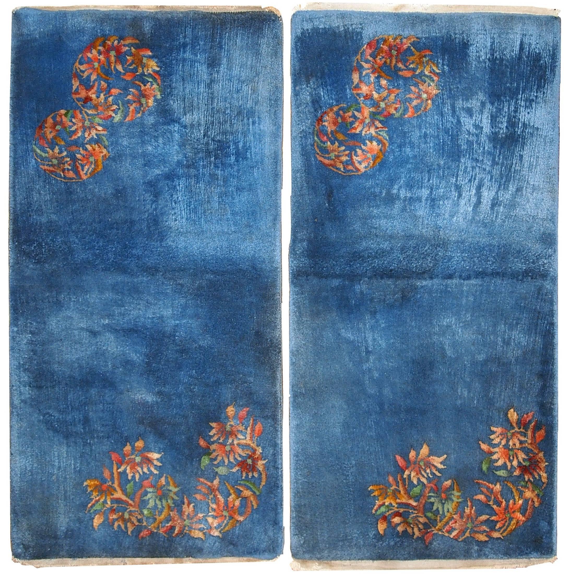 Handmade Antique Art Deco Chinese Rugs, 1920s, Set of Two, 1C128