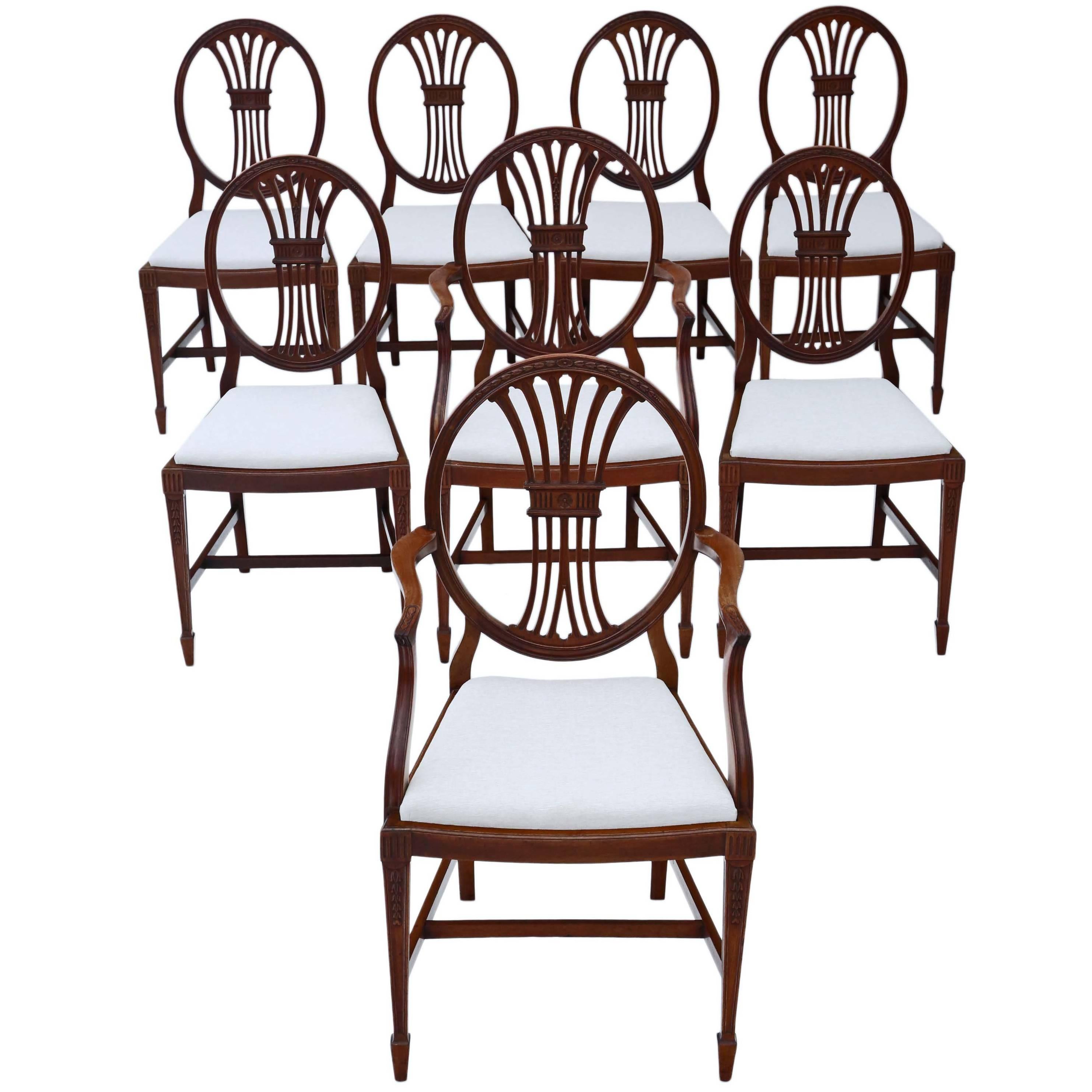 Antique Fine Quality Set of Eight Mahogany Georgian Revival Dining Chairs For Sale