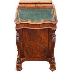 Antique Quality Victorian, circa 1870 Burr Walnut Davenport Writing Table Desk