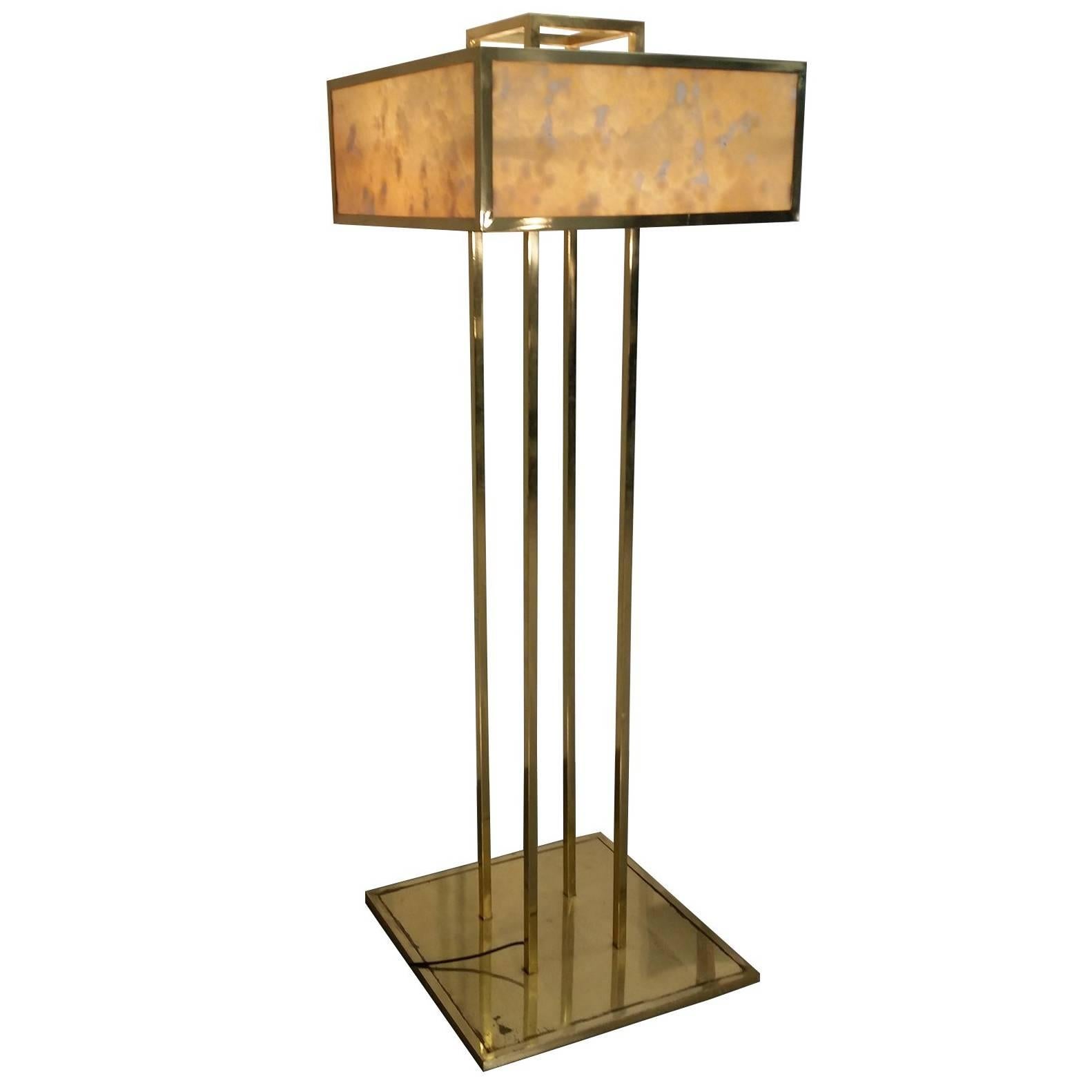 1960 Imposant Floor Lamp Alabaster and Metal