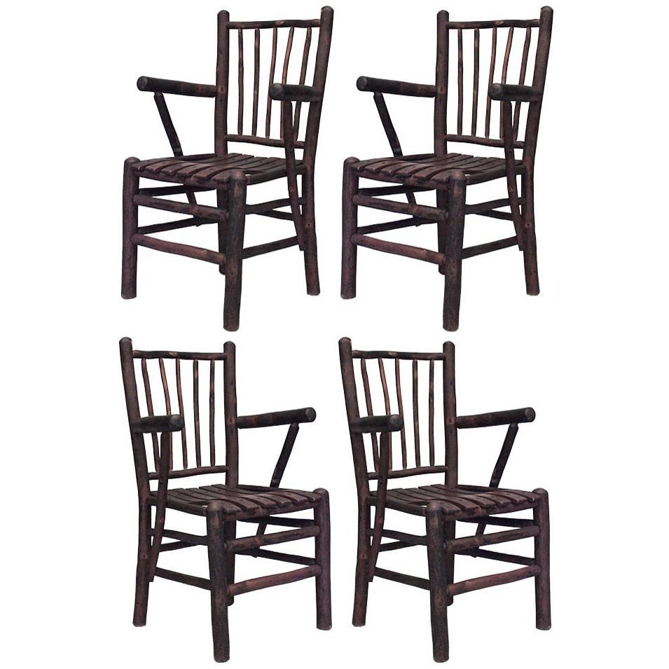 Set of 4 Rustic Old Hickory Arm Chairs