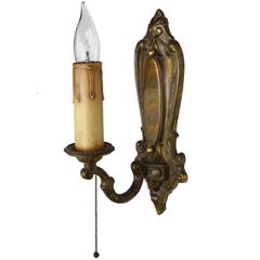 Beaux Arts Single Cast Brass Single Candle Sconce