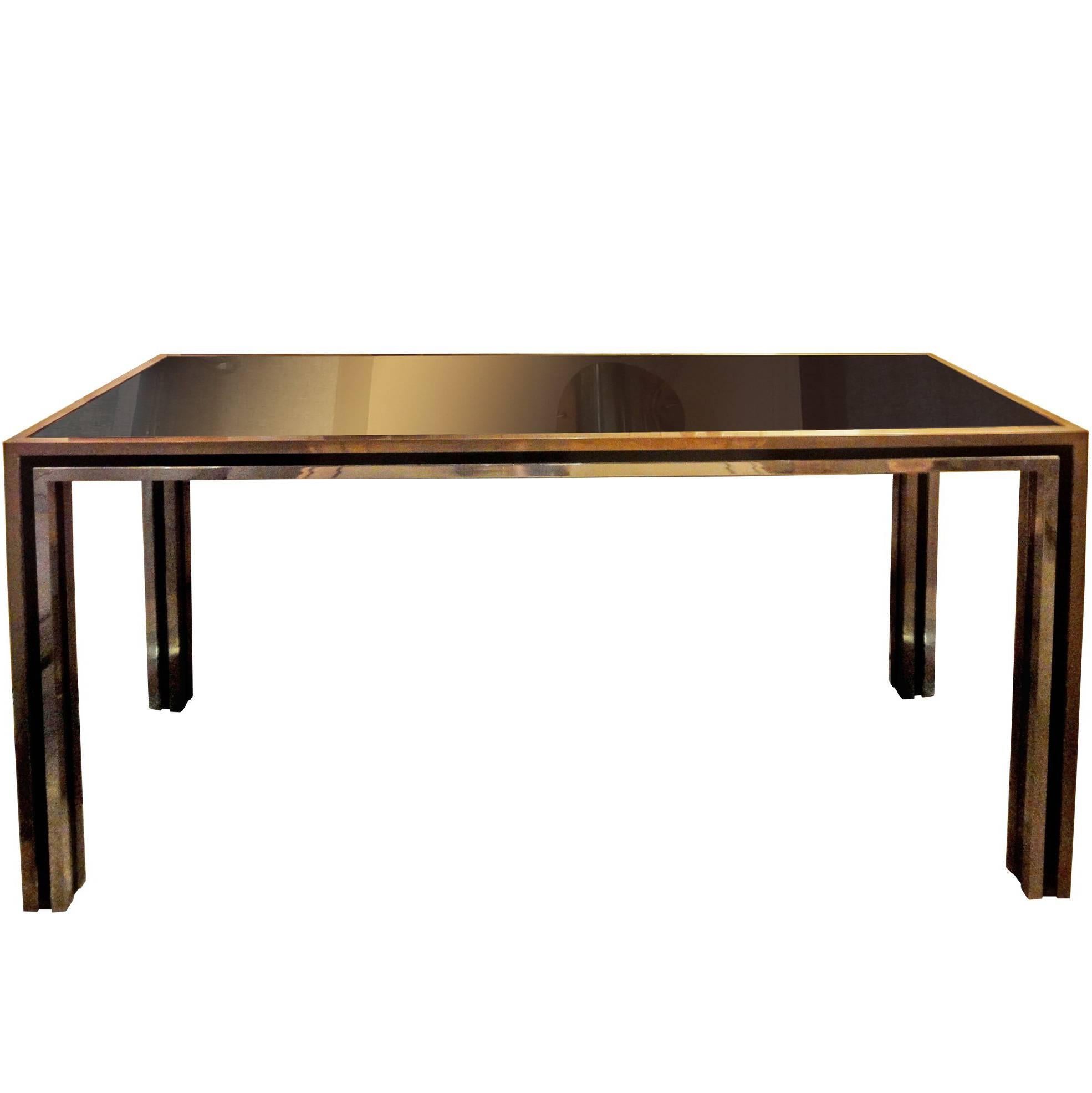 Metal Console-Table with a Mirror Top For Sale