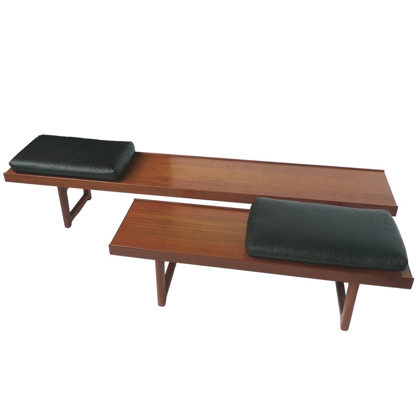 Set of Two Solid Teak Bench-Tables by Torbjørn Afdal for Bruksbo, Norway