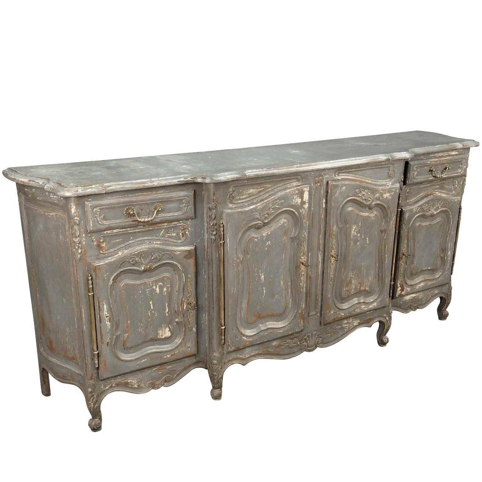 French, Early 20th Century Provencal Buffet, Enfilade in Painted Wood