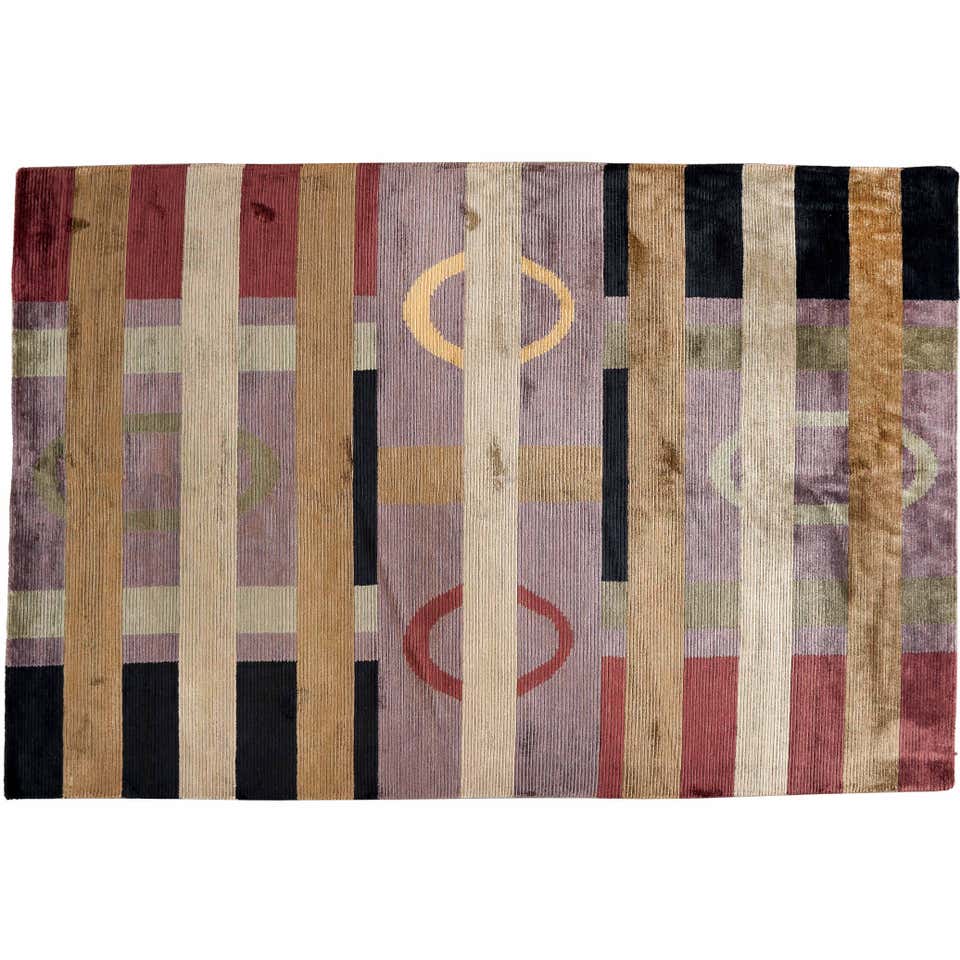 Rug and Kilim’s Modern Custom Rug Sample in Red and Pink with Geometric ...