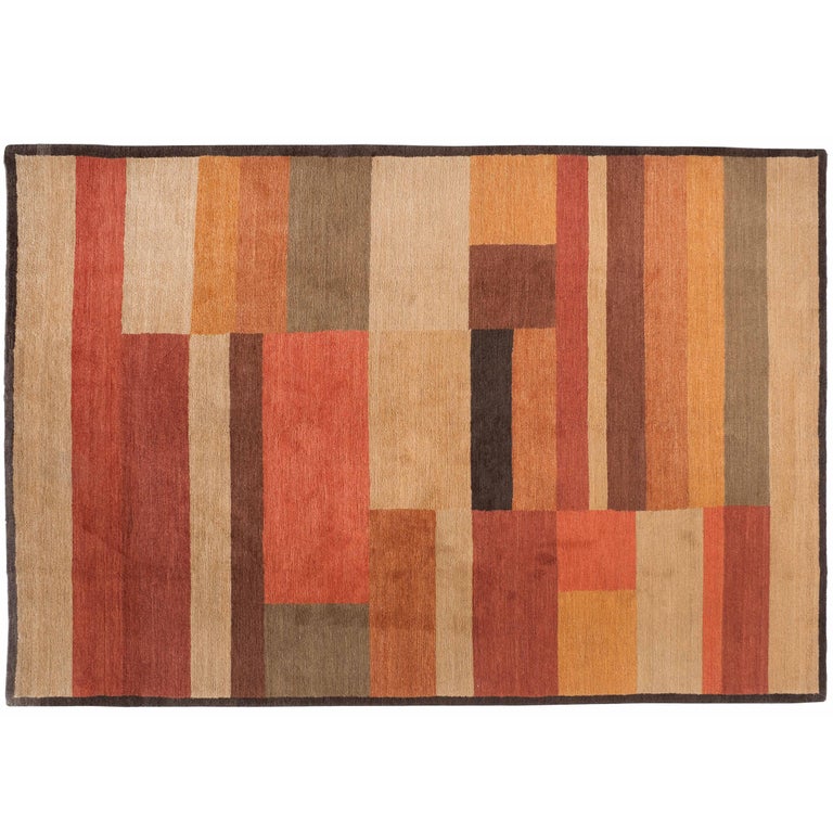 Warm Tone Geometric Pattern Rug For Sale At 1stdibs