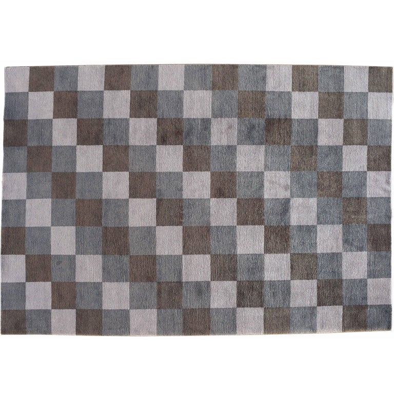 Grey Checkered Rug For Sale at 1stDibs grey plaid rug, gray checkered