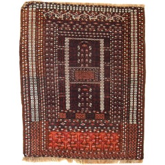 Handmade Vintage Turkmen Hachli Oriental Rug, 1950s