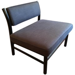 Edward Wormley style Mid Century Black Linen Slipper Chair