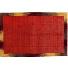 Red Rug with Gold Border