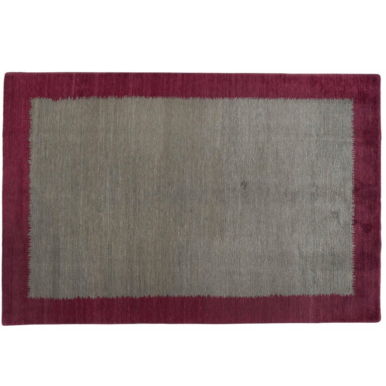 Maroon Border Rug Teal Rug with Maroon Border For Sale at 1stDibs