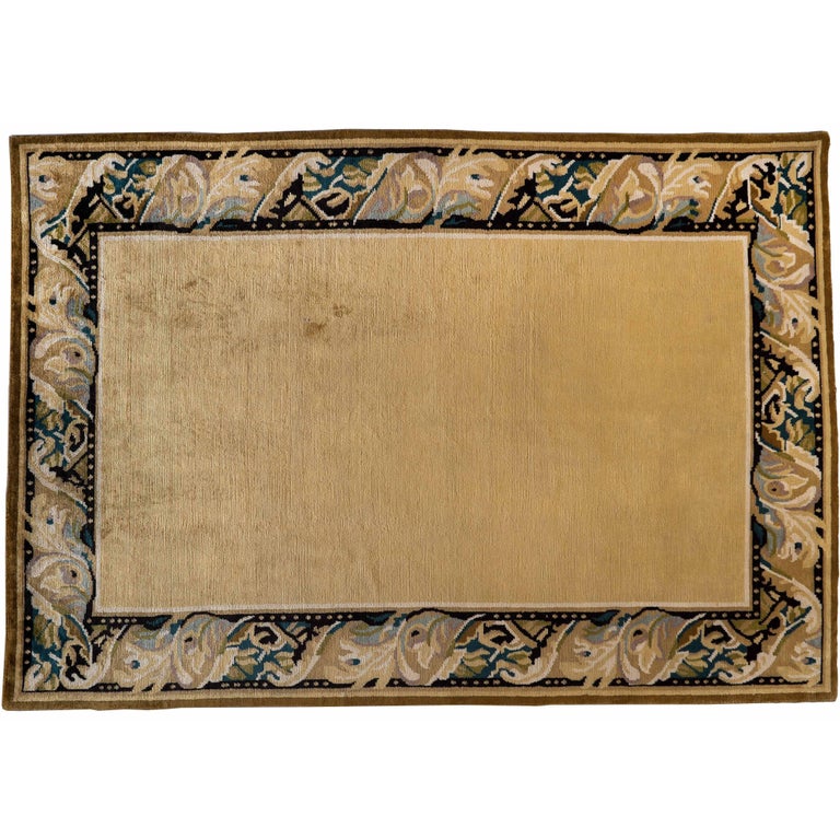 Gold Rug With Floral Border For Sale At 1stdibs