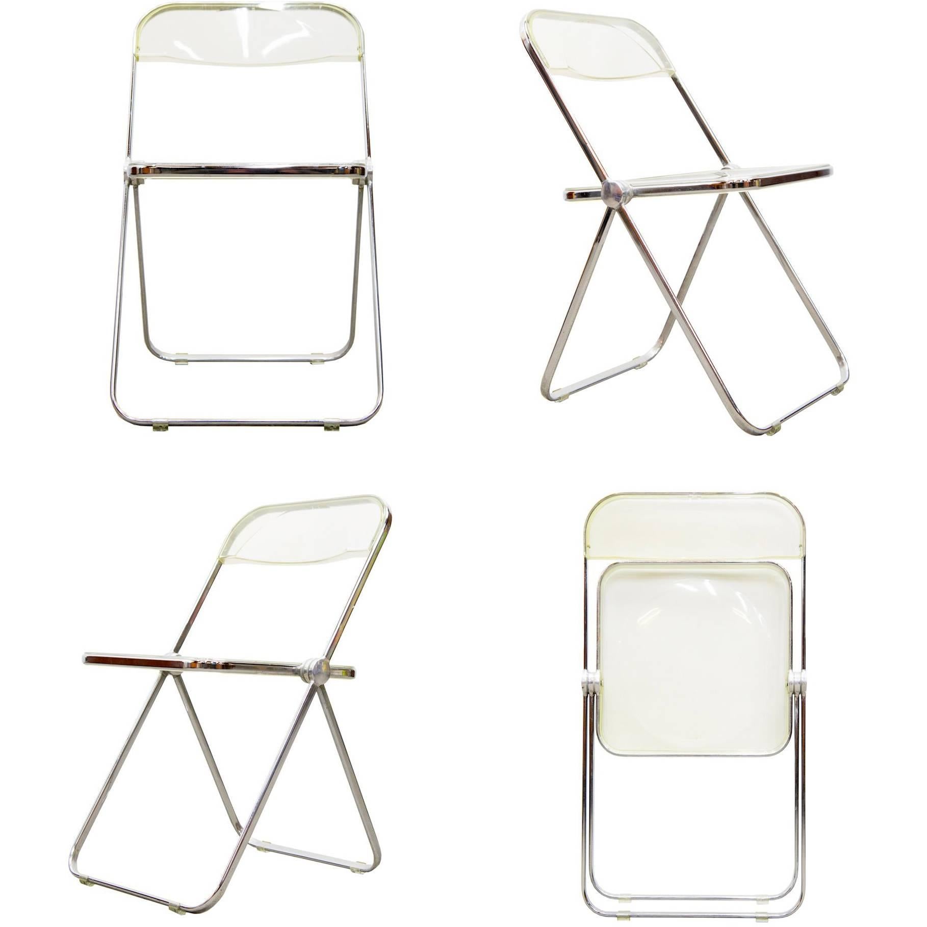 Set of Four Folding Chairs 'Plia' by Giancarlo Piretti
