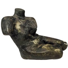 1970s Black Plaster Reclining Female Nude Torso Sculpture