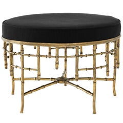 Reed Large Stool in Vintage Brass Finish and Black Velvet Seat
