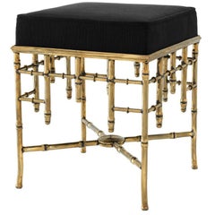 Reed Square in Vintage Brass Finish and Black Velvet Seat