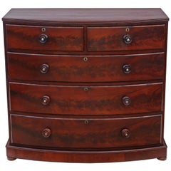 Antique Victorian Flame Mahogany Bow Front Chest of Drawers