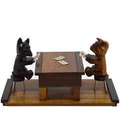 Vintage Midcentury Scottish Terrier and French Bulldog Cigarette Box, 1950s