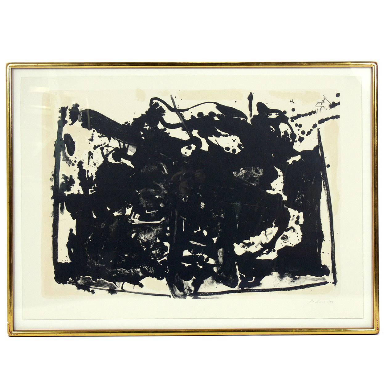 Large-Scale Abstract Lithograph La Guerra II by Robert Motherwell