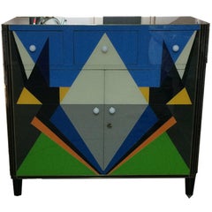 Opalino Glass and Brass Profile Cabinet