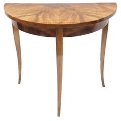 Antique Early 19th Century Biedermeier Walnut Half Round Table from Germany