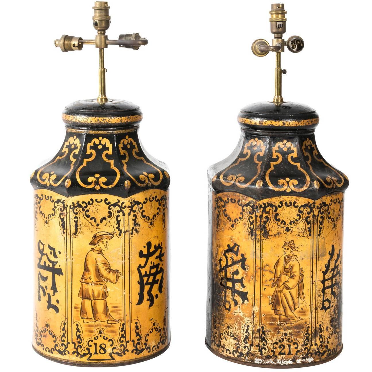 Chinese Tea Tin Lamps, circa 1870