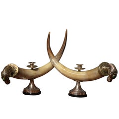 Anthony Redmile Cow Horn and Malachite Candelabra