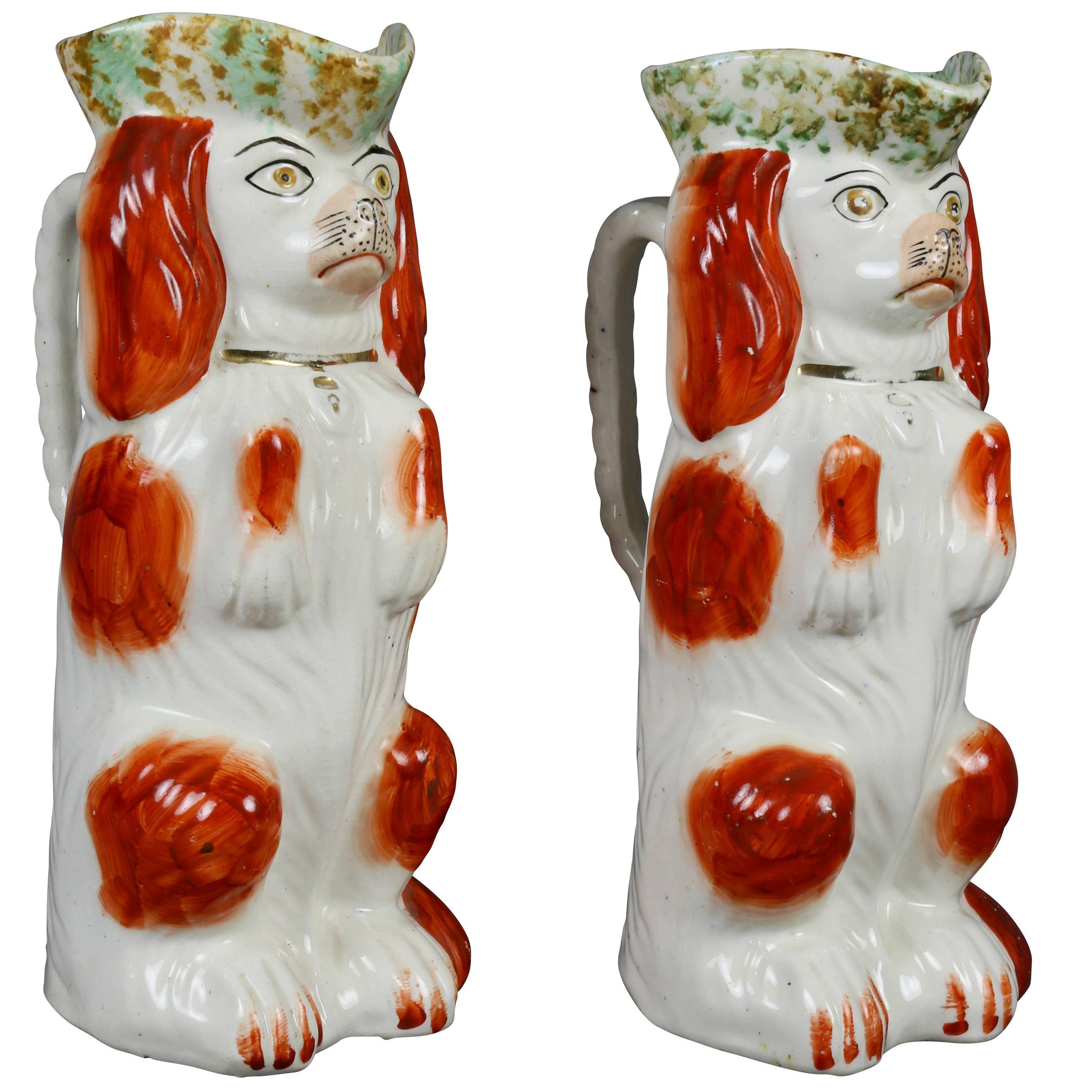 Pair of Staffordshire Spaniel Form Toby Jugs