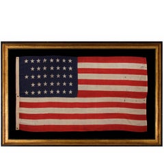 38 Stars in a "Notched" Pattern on an Antique American Flag, Colorado Statehood