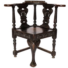 19th Century Painted Oak Corner Chair