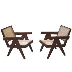Pierre Jeanneret Pair of Easy Armchairs, circa 1955