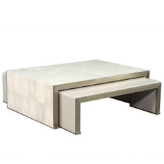 Carrocel Custom Shagreen and Stainless Steel Cocktail Nesting Tables