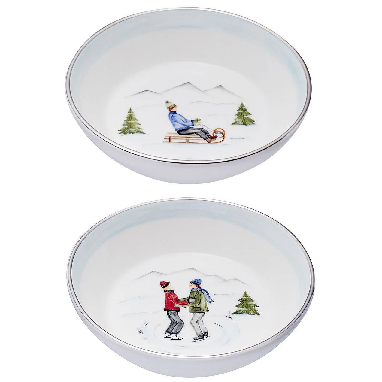  Set of Two Porcelain Dishes with Winter Decor Sofina Boutique Kitzbuehel
