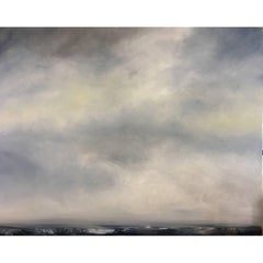 Large Blue/Grey Abstract Ocean Landscape Painting, "Cloud" by Rebecca Ruoff