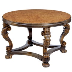 20th Century Carved Burr Birch Coffee Table