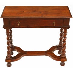 Antique Georgian Walnut and Fruitwood Desk Writing Side Table, 18th Century
