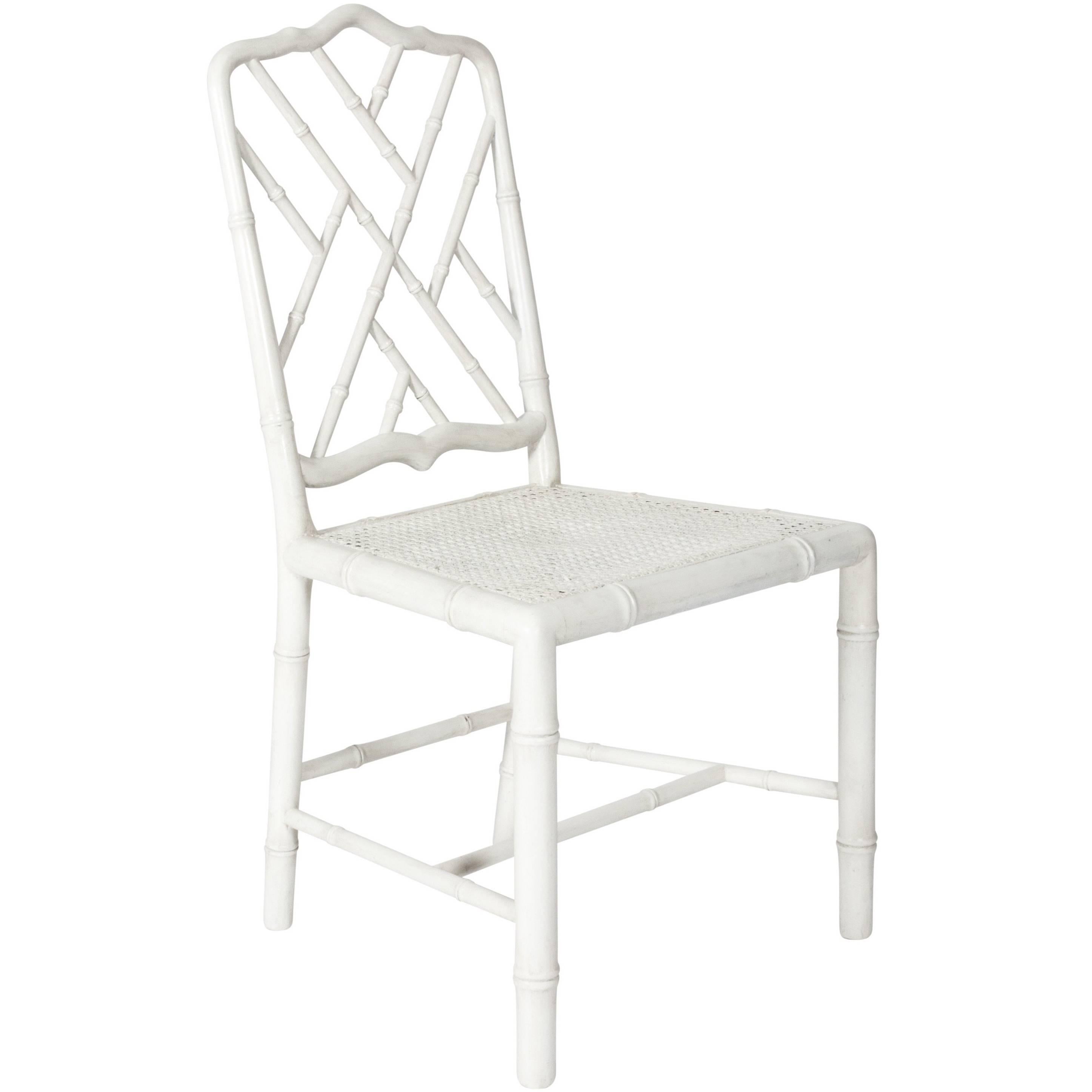White Painted Faux Bamboo Side Chair