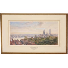 Antique 1866 Victorian Watercolor Painting Thomas Howells Westminster London