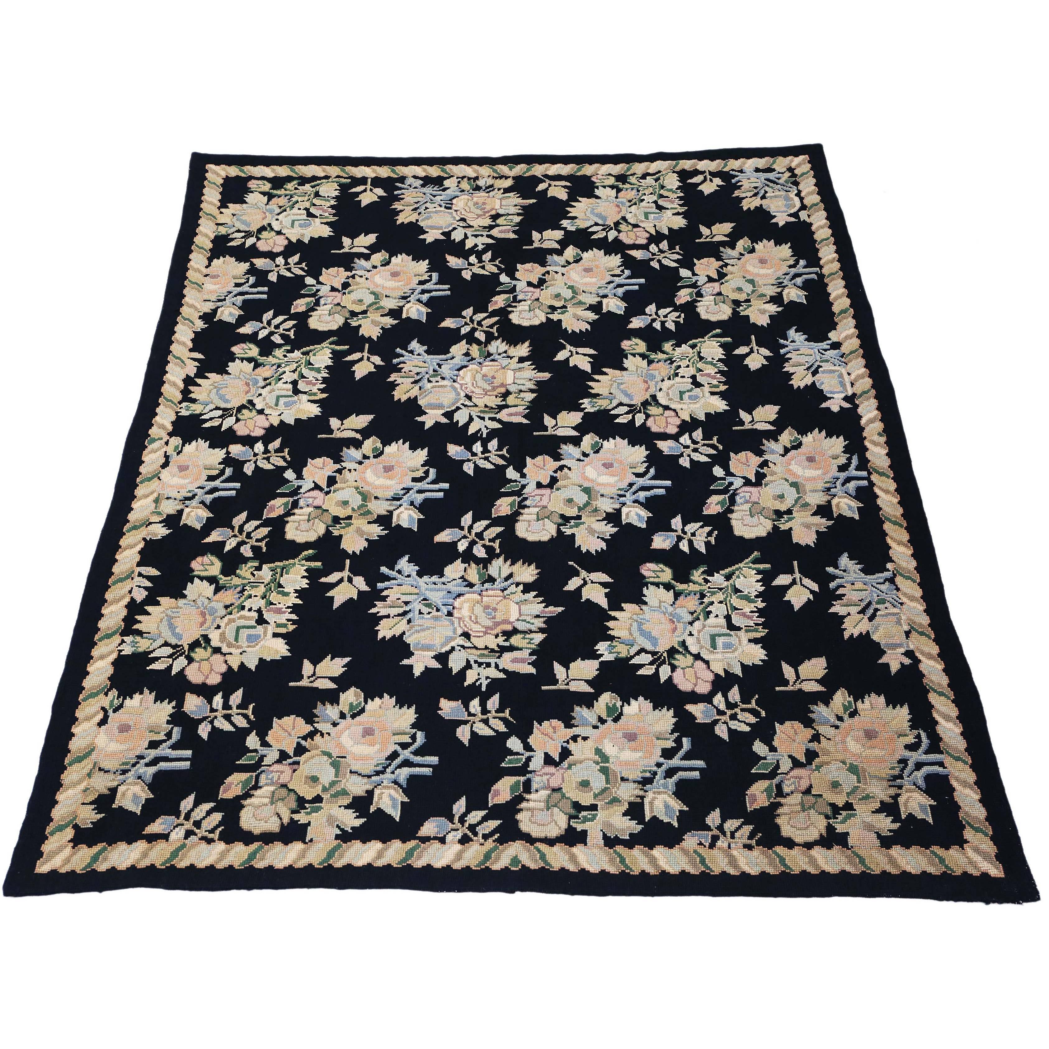 Antique Large Quality William Morris Style Needlepoint Rug Carpet For Sale