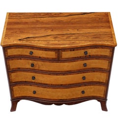 Antique Quality Georgian Revival Serpentine Rosewood Maple Chest of Drawers