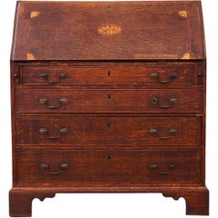 Antique Georgian Inlaid Oak Bureau Desk Writing Table, circa 1800