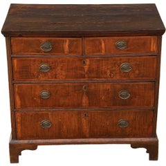 Georgian 18th Century and Later Crossbanded Walnut and Oak Chest of Drawers