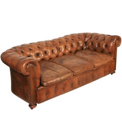 Antique Tan Leather Chesterfield Sofa