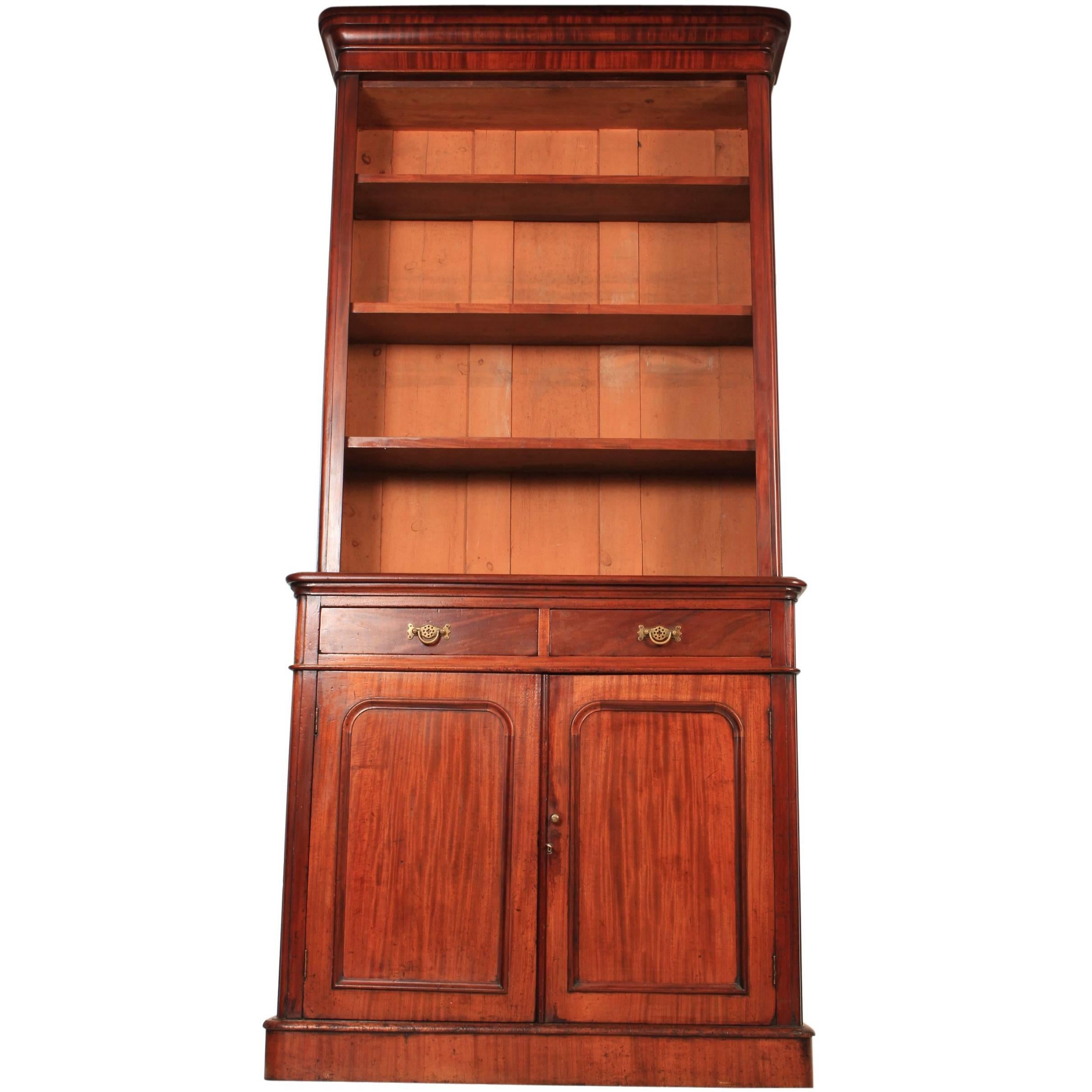 Tall Mahogany Open Top Bookcase For Sale