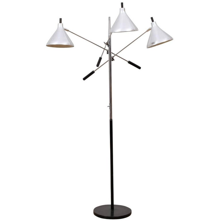 MidCentury Modern ThreeLight Adjustable Floor Lamp For Sale at 1stdibs