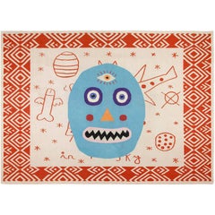 Albert Pinya Rectangular Indian Wool Beige, Red, Blue and Black