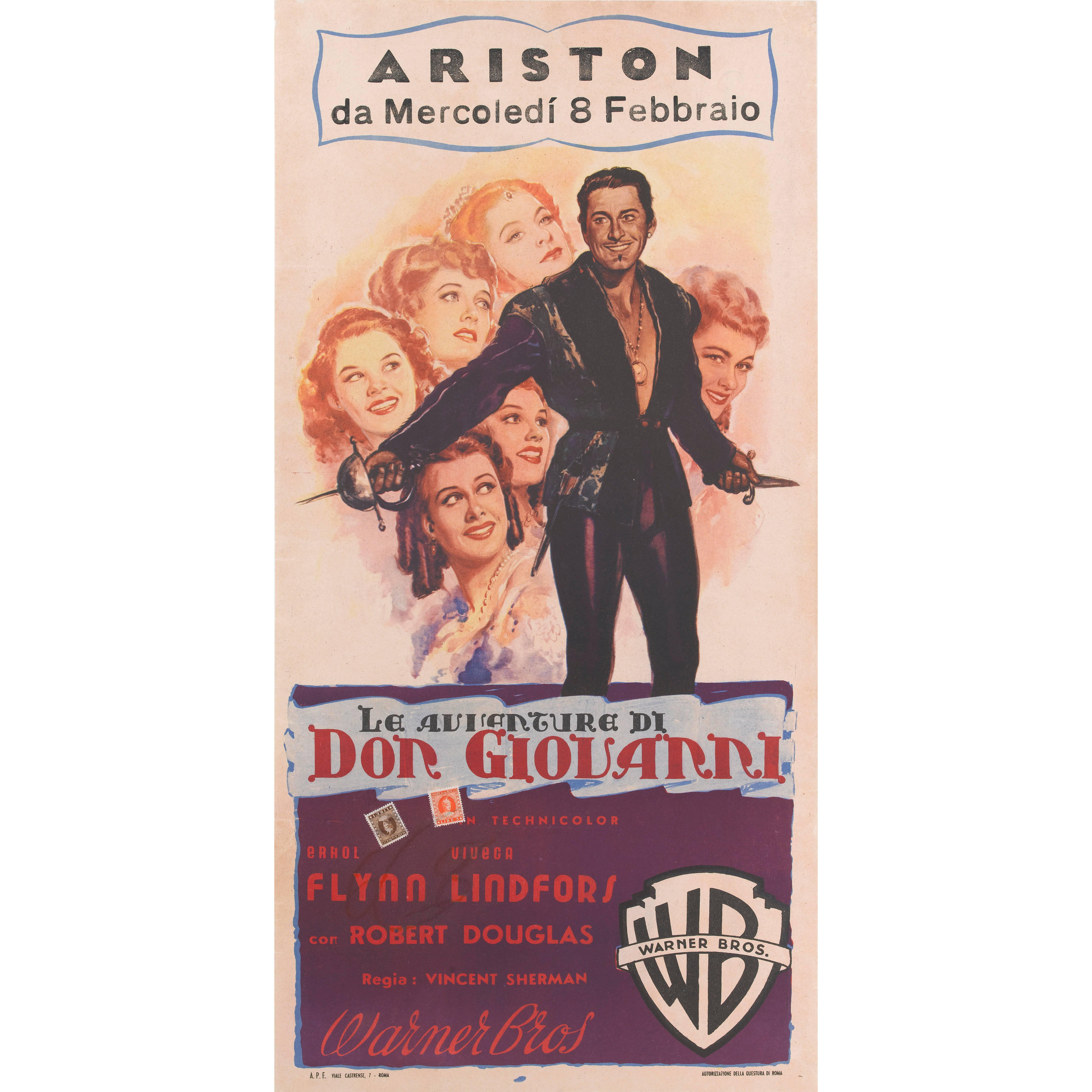 "Adventures of Don Juan / Le Avventure Di Don Giovarri", Italian Movie Poster