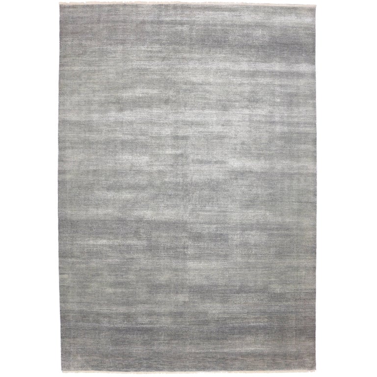 Transitional Gray Area Rug with Minimalist Style, Contemporary Bauhaus