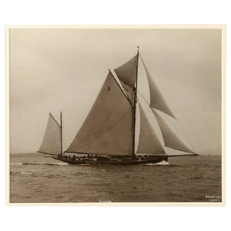 Yacht Coral, Early Silver Gelatin Photographic Print by Beken of Cowes For Sale